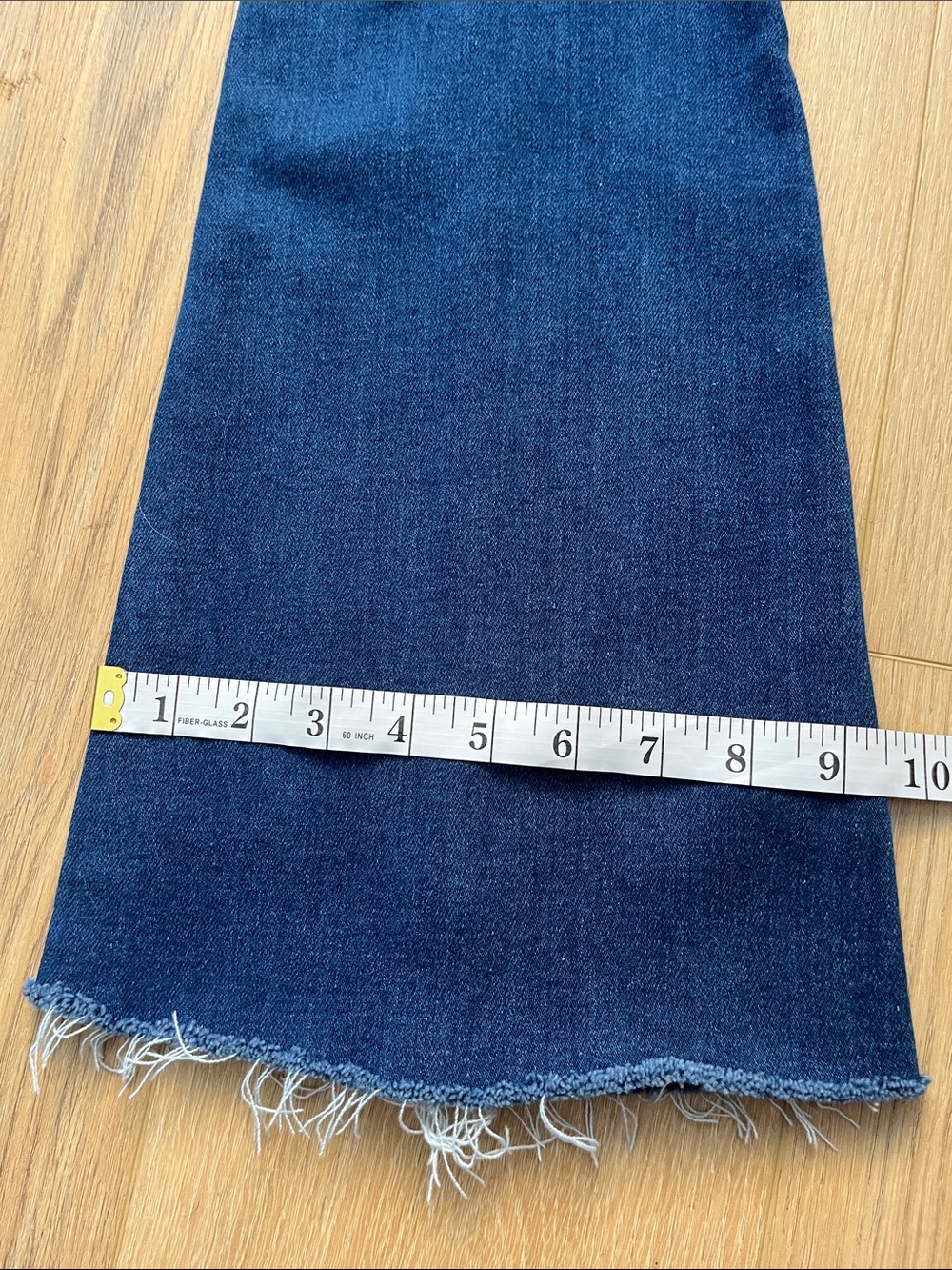 EUC KanCan Dark Indigo High-Rise Flare Jeans with Frayed Hem - Picture 11 of 11